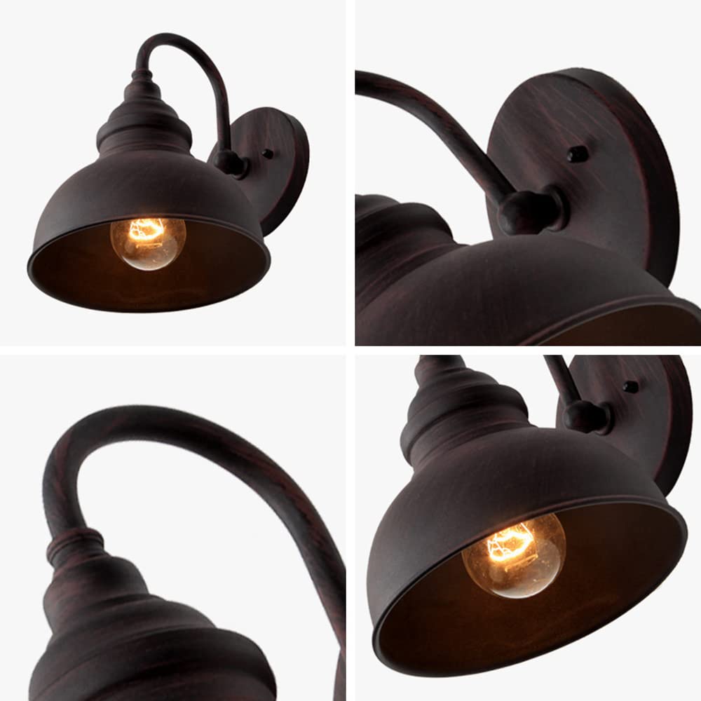 Außenwandleuchte Retro Wandlicht Wandlampe Vintage wandstrahler Schwarz Rostfarbe 1-Flammig Innen/Außen E27 Metall Schatten Wasserdichter Flur Treppen Terrasse Türkopf Eingang Wohnzimmer haus Licht