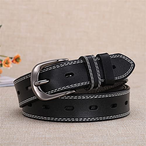 JIUFENG Women's Genuine Leather Pin Belt with Metal Buckle, Adjustable Waist Belt for Business Casual Vintage Style3