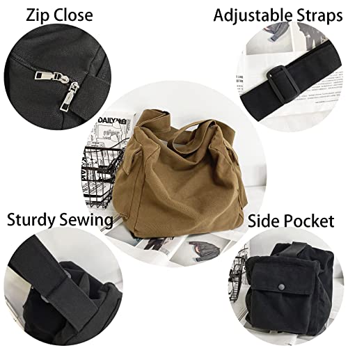 Image of KlaOYer Canvas Messenger Bag Large Hobo Bag Crossbody Shoulder Bag Tote Bag with Pocket for Women and Men