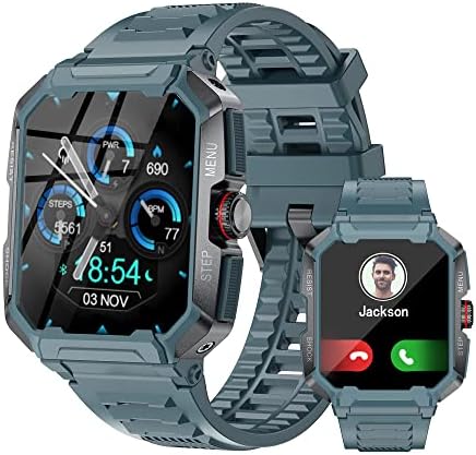 Military Smart Watch for Men, Rugged Fitness Watch Bluetooth Dail Call Speaker 1.85″ LCD Call Heart Rate Blood Pressure Smartwatches IP68 Waterproof,Sports Watch for Android iPhone Phone, 47Blue Military Smart Watch for Men, Rugged Fitness Watch Bluetooth Dail Call Speaker 1.85″ LCD Call Heart Rate Blood Pressure Smartwatches IP68 Waterproof,Sports Watch for Android iPhone Phone, 47Blue