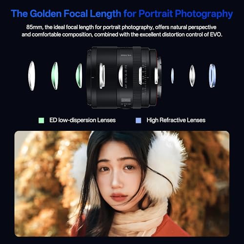 Image of VILTROX AF 85mm F2.0 EVO FE Full Frame Lens for Sony E Mount, 85mm f /2.0 Auto Focus Portrait Prime Lens Compatible with Sony a7RIV a9 a7RII a7RIII a7III a7C FX3 ZVE1 A1 a6600 a6700 a6400 ZV-E10