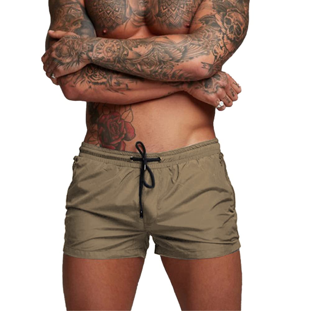 Donason Bañador Hombre Secado Rápido Bañadores de Natación Pantalones Cortos de Baño para Hombres Shorts Deportivos para Correr con Forro de Malla y Bolsillos