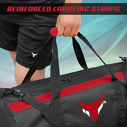 Mytra Fusion Kit Bag - Duffle Bag with Adjustable Shoulder Strap Gym Bag for Men & Women Travel, Weekend, Sports Bag (Black/Red)3