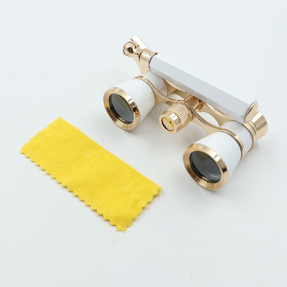 Télescope binoculaire Opera, 3 x 25 Lunettes d'opéra avec poignée, Jumelles télescope Portable Cadeau pour Homme, Femme (Blanc)
