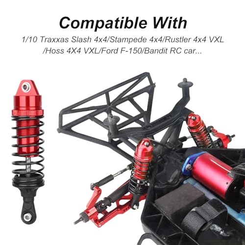 HobbyPark RC Shocks for 1/10 Traxxas Slash 4x4 Hoss Rustler Stampede Bandit VXL Nitro Shock Absorber Damper Set Upgrades Parts Replace of 5862 (Red) - Thumbnail 4
