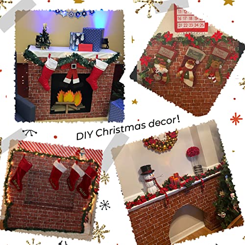 Coavas Brick Wallpaper 17.7X196.6 Inch Stick And Peel Paper Decorative Halloween Self-Adhesive Christmas Faux Brick Antique Printed Stick Paper Red Easy To Apply Red #TOP5