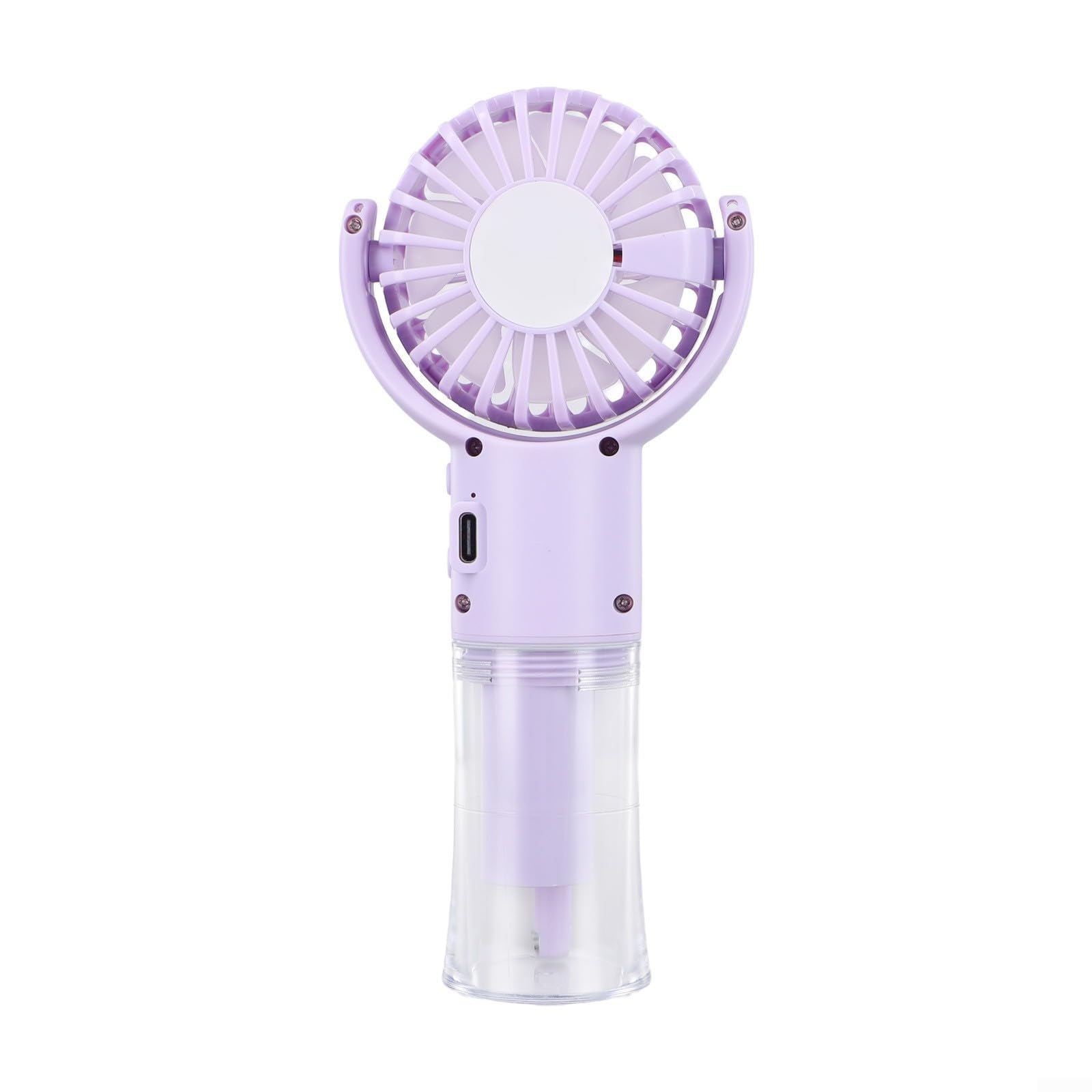 Ricaricabile per mini ventilatore rotante con nebulizzatore integrato e indicatore di livello per bambini e studenti (viola)