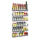 2 Pack- Simple Trending 3 Tier Spice Rack Organizer, Wall Mounted Spice Shelf Storage Holder for Kitchen Cabinet Pantry Door, Silver