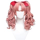 HSIU Shirai Kuroko Wig Anime Toaru Kagaku No Railgun Cosplay Smoke Pink Double Ponytail Short Hair+free Wig Cap+gift Bowknot Accessories