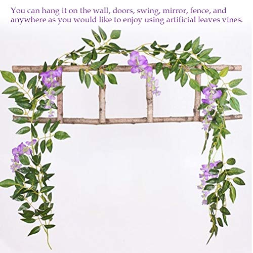 Cavestoff 2M Wisteria Artificial Flowers Vine Garland Wedding Arch Decoration Fake Plants Foliage Rattan Trailing Faux Flowers Home Decor Pack of 4 - Image 4