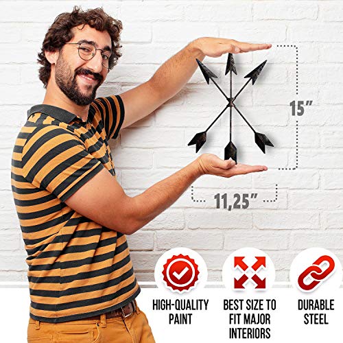 Craftycrocodile Iron Arrow Wall Decor - Hanging Native American Arrow Decor With Sprinkles Of Gold For Bedroom, Living Room, Kitchen - Rustic Style Metal Art For Home Interior #TOP5