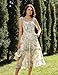 Green Dress Women Vintage Sundresses Smocked Ruffle Floral Dress Green 2XL