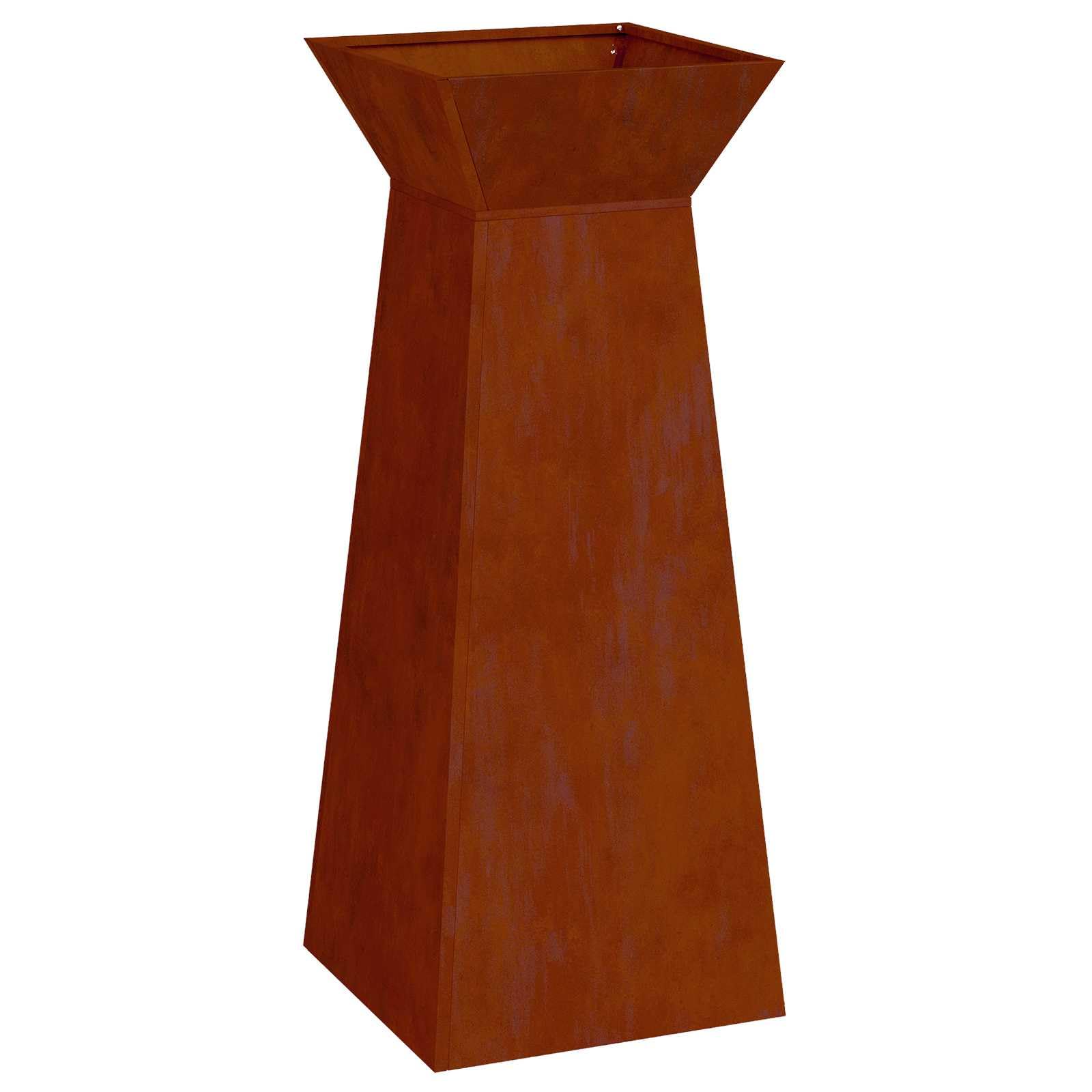 Donica słupowa Srebrny 40 x 40 x 100 cm nowoczesna donica ogrodowa na taras odporna na warunki atmosferyczne stylowy dodatek do roślin wysoki słupek metalowy