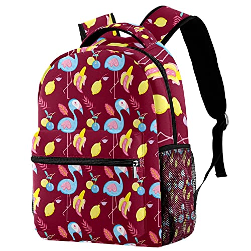 Sac à dos flamant rose casual voyage scolaire pour garçon fille étudiant