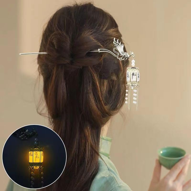 Image of 1pcs of Chinese Hair Sticks for Buns, Pearl Flower Vintage Metal Hair Chopsticks for Women and Girls Dangle Tassel Pendant Hair Accessories Hanfu Handmade Decor Hairpin (red chinese stick)