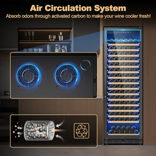 Image of Upgraded 190 Bottles Wine Cooler Refrigerator,24 Inch Wide Wine Fridge with Professional Temperature Control System,Freestanding or Built-in installation, Quiet Operation,Black