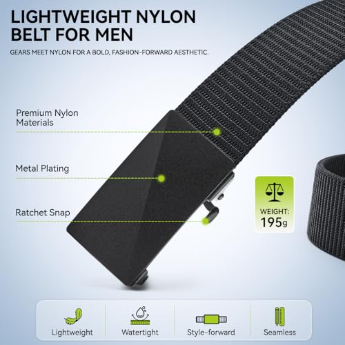 VANNANBA Designer Recomends-Mens Nylon Ratchet Belts Invisible Elastic Web Dress Belts for Golf Jeans Casual Hiking2