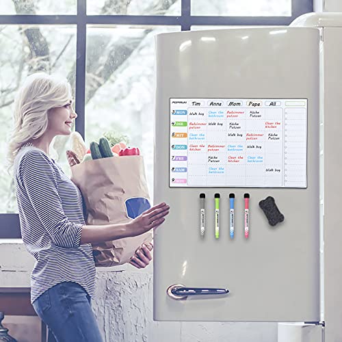 POPRUN Magnetische wekelijkse gezinsmaaltijdplanner, koelkast whiteboard menuplanning, droogwissel actiekalender… - Image 3