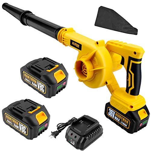 ALLOYMAN Leaf Blower, 36V Cordless Leaf Blower, with 2 X 4.0Ah Battery & Charger, 2-in-1 Electric Leaf Blower & Vacuum for Yard Cleaning/Snow Blowing.