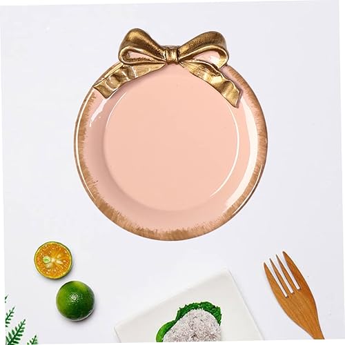 Miniatura 7 de jojofuny Plato redondo de lujo de 2 piezas con decoración de lazo para servir postres o frutas