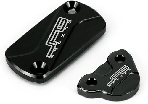 Miniatura 5 de Juego de tapas CNC para depósito de líquido de frenos delanteros y traseros para motocicleta CR125R250R, CRF150R250R250F250X450R450 Dirt Bike, NEGRO