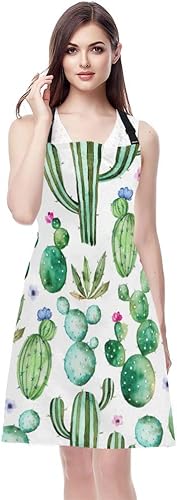Miniatura 6 de WONDERTIFY Watercolor Cactus and Flowers Apron, Bib Apron with Adjustable Neck for Men Women,Suitable for Home Kitchen Cooking Waitress Chef Grill