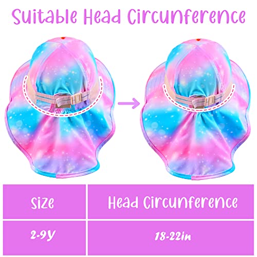 Sun Hat For Kids Anti-Uv Girls Sun Hats Wide Brim Upf 50+ Sun Protection Beach Hat With Adjustable Chin Strap For 2-9 Years (Starry) #TOP6