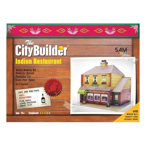 The CityBuilder Indian Restaurant Cardboard Model Making Kit - O Scale Model Railroad Building Cover