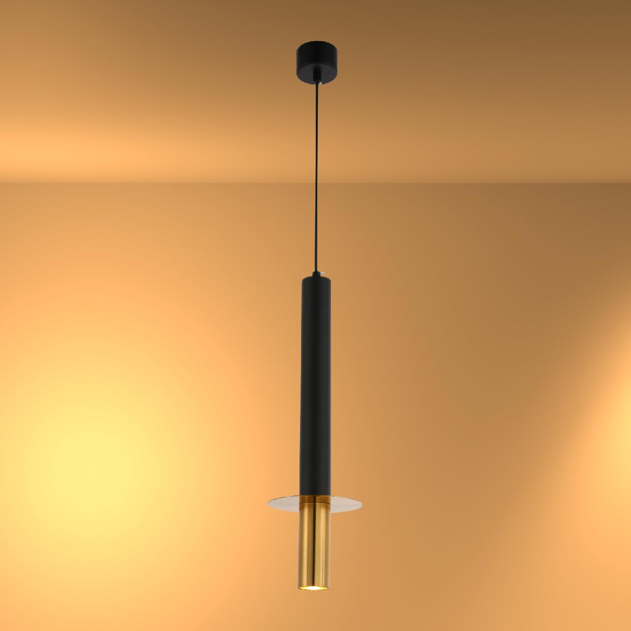 Tekled Black+Bronze Myhome Led Pendant Downlight | 3000K Warm White | Contemporary Design And Eficient Lighting | For Kitchens Dining Halls Living Rooms Hallways Coffes Hotel Lobbies | Black-Bronze (Built-In Led)