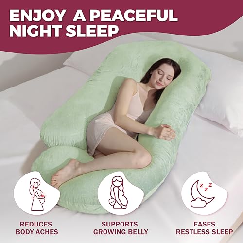 Image of Pregnancy Pillows for Sleeping - 57-Inch Maternity Pillow for Pregnant Women with Removable Washable Cover - Support for Back, Belly, Neck, Legs, & Hips - V C U Shaped Full Body Pillow