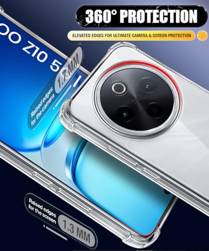 Image of WOW IMAGINE Ultra-Hybrid Crystal Clear Back Case for iQOO Z10 5G | Vivo T4 5G | Shockproof Design | Camera Protection Bump | Hard Clear Mobile Back Cover with Cushioned Edges - Transparent