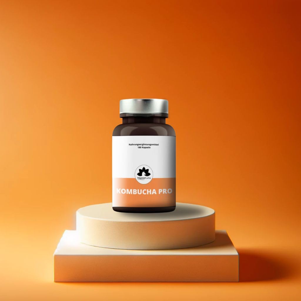 Kombucha Kapseln mit Vitamin E - 3 Monatsversorung mit 180 Kapseln - Kombucha Pilz - Premium Vitamin E Kapseln mit Kombucha-Extrakt von VitaminFuchs