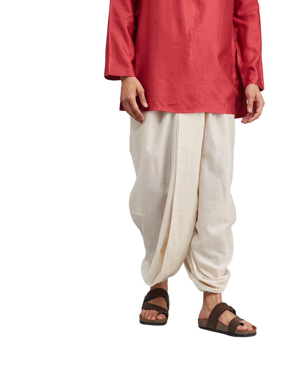 fabindia Natural Cotton Silk Blend Striped Dhoti-picture-46