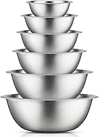 JoyJolt 6-Piece Stainless Steel Nesting Mixing Bowls Set, 0.5qt to 5qt - Dishwasher Safe, Freezer Safe for Baking, Cooking & Storage