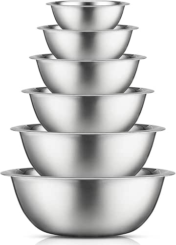 JoyJolt Stainless Steel Mixing Bowl Set - 6 Piece Nesting