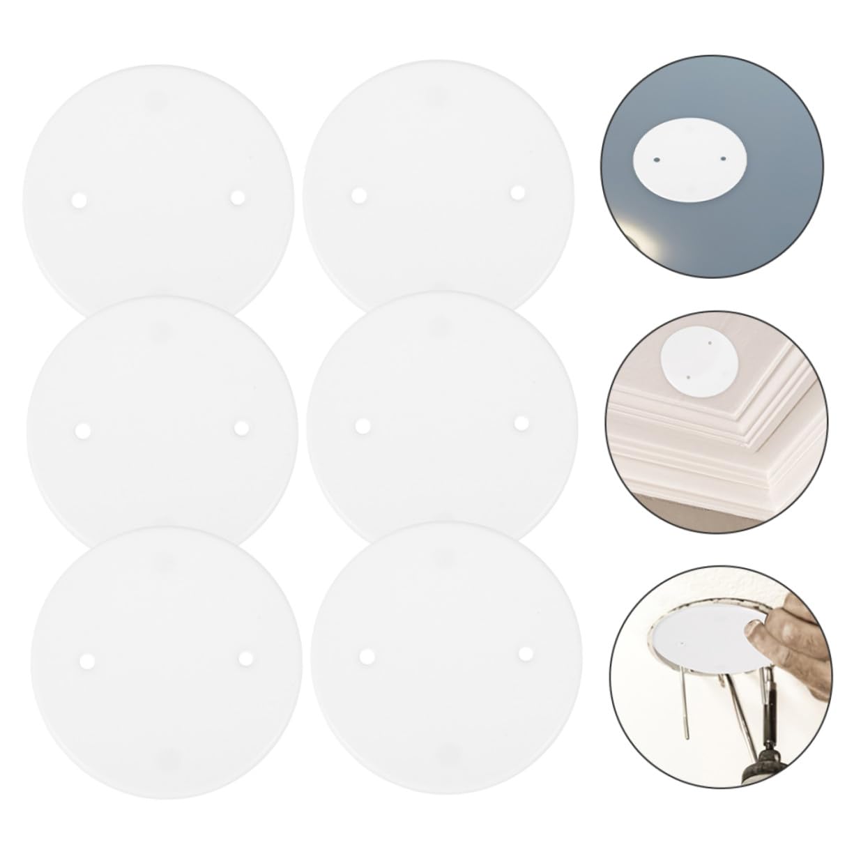 PLAFOPE 50 Stück Abdeckplatten für Deckenventilator aus Pp Runde und Achteckige Form Flache Runde Rohplatte Weiße Kabeldose Deckenabdeckung für Einfache Kabelführung