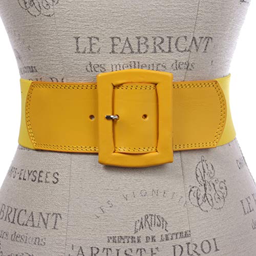 Women's 2 1/2" (64 mm) Wide Elastic High Waist Leather Stretch Belt2