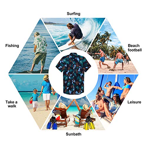 Image of Men's Hawaiian Shirts Short Sleeve Aloha Shirt for Men Casual Button Down Tropical Hawaii Floral Shirt Summer BeachParty