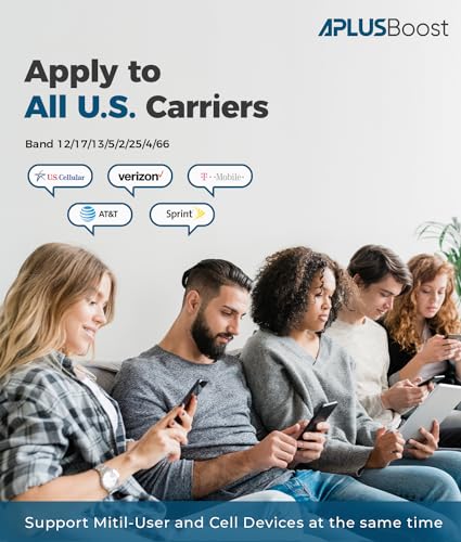 Cell PhoFne Booster for Home Up to 5000 sq ft,4G LTE 5G Cell Phone Signal Booster for Verizon, AT&T and All U.S.Carriers, Easy Installation with Built-in Antenna,HD LCD Display,FCC Approved