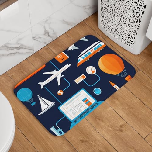 Nuzjahu Creative Transport Print Indoor Door Mat 15.7" x 23.6" Dirt Trapper Absorbent Doormat, Washable Low-Profile Indoor Door Mats for Front Back Door and Entryway