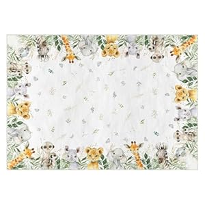 Artoid Mode Animals Elephant Giraffe Baby Shower Area Rug, Spring Birthday Home Decor Low-Profile Washable Area Rugs for Entryway Bedroom Living Room Laundry Room Indoor 5×7 Feet