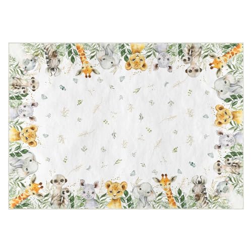 Artoid Mode Animals Elephant Giraffe Baby Shower Area Rug, Spring Birthday Home Decor Low-Profile Washable Area Rugs for Entryway Bedroom Living Room Laundry Room Indoor 5×7 Feet