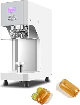 Electric Can Sealing Machine 370W Can Seamer Can Sealer with LCD Panel, 55Mm Caliber Tin Can Sealer Bottle Can Capping Height Adjustable Color White, Size 220V