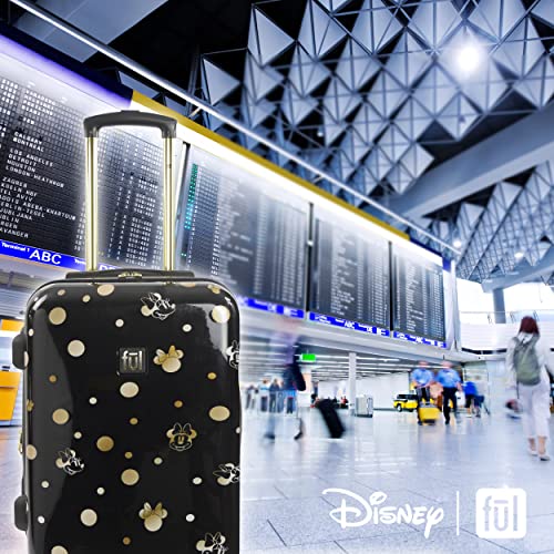Image of FUL Disney Golden Minnie Mouse Carry On Luggage, Hardshell Rolling Suitcase with Spinner Wheels, Black, Black, Disney Golden Minnie Mouse Carry on Luggage, Hardshell Rolling Suitcase With Spinner