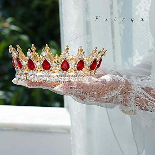 Image of Foyte Baroque Queen Crown and Tiaras Sparkly Rhinestone Wedding Crown Bride Tiaras Royal Princess Full Tiaras Headpieces for Women and Girls