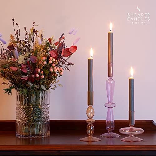 Shearer Candles Grey - Dinner Candles - 10 Inch - Unscented Dripless Dinner Candles - 11 Hour Burn Time - 6 Pack #TOP3