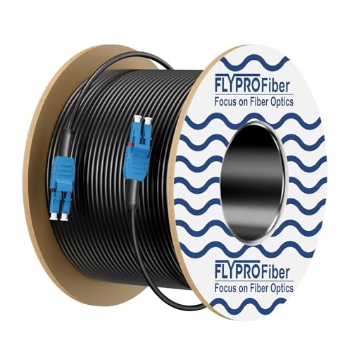 FLYPROFiber OS2 LC to LC Uniboot Outdoor Fiber, 50M/164ft OS2 Outdoor Armored Single Mode Fiber Length Options:10m-300m 1G/10GB 9/125 um SMF Fiber Optic Cable LSZH, OD-5mm, 50Meter(164ft)