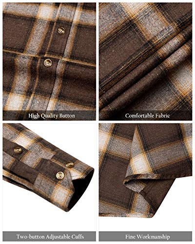 Alimens & Gentle Men's Flannel Plaid Shirt Casual Fall Clothes Work Button Down Shirts4