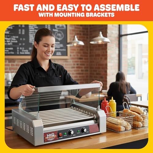 Image of Hotdog Roller Cover - Tempered Glass Sneeze Guard for 9-Roller Hot Dog Machine - Shield for Countertop Electric Grill by Great Northern Popcorn