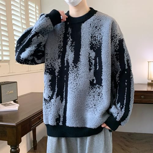 Men Sweater Crewneck Long Sleeve Sweaters Loose Fit Pullover Sweaters Cable Knit Pullover Plus Size Warm Winter Outwear3